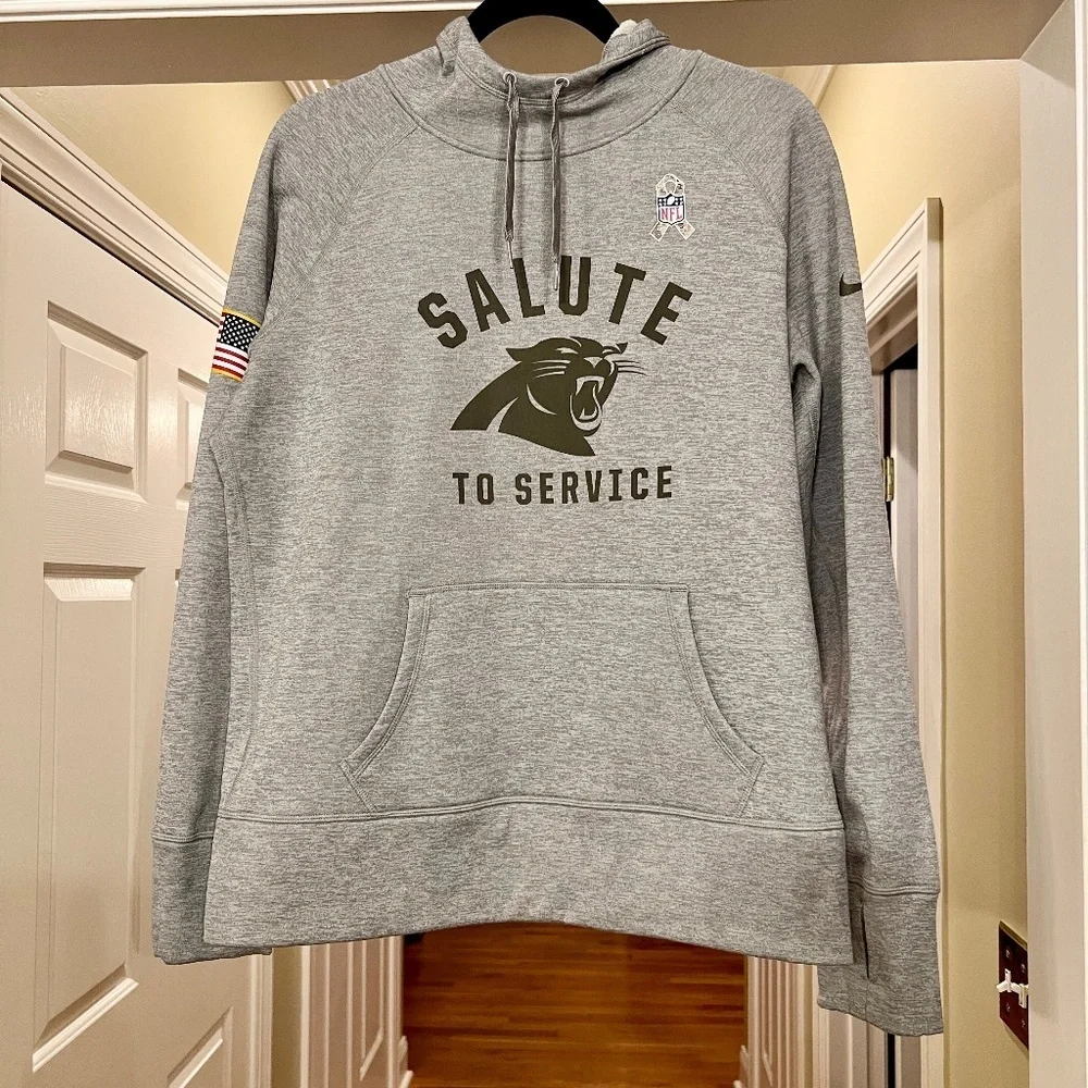 EUC Women's Nike NFL Carolina Panthers Salute to Service Pullover Hoodie LARGE